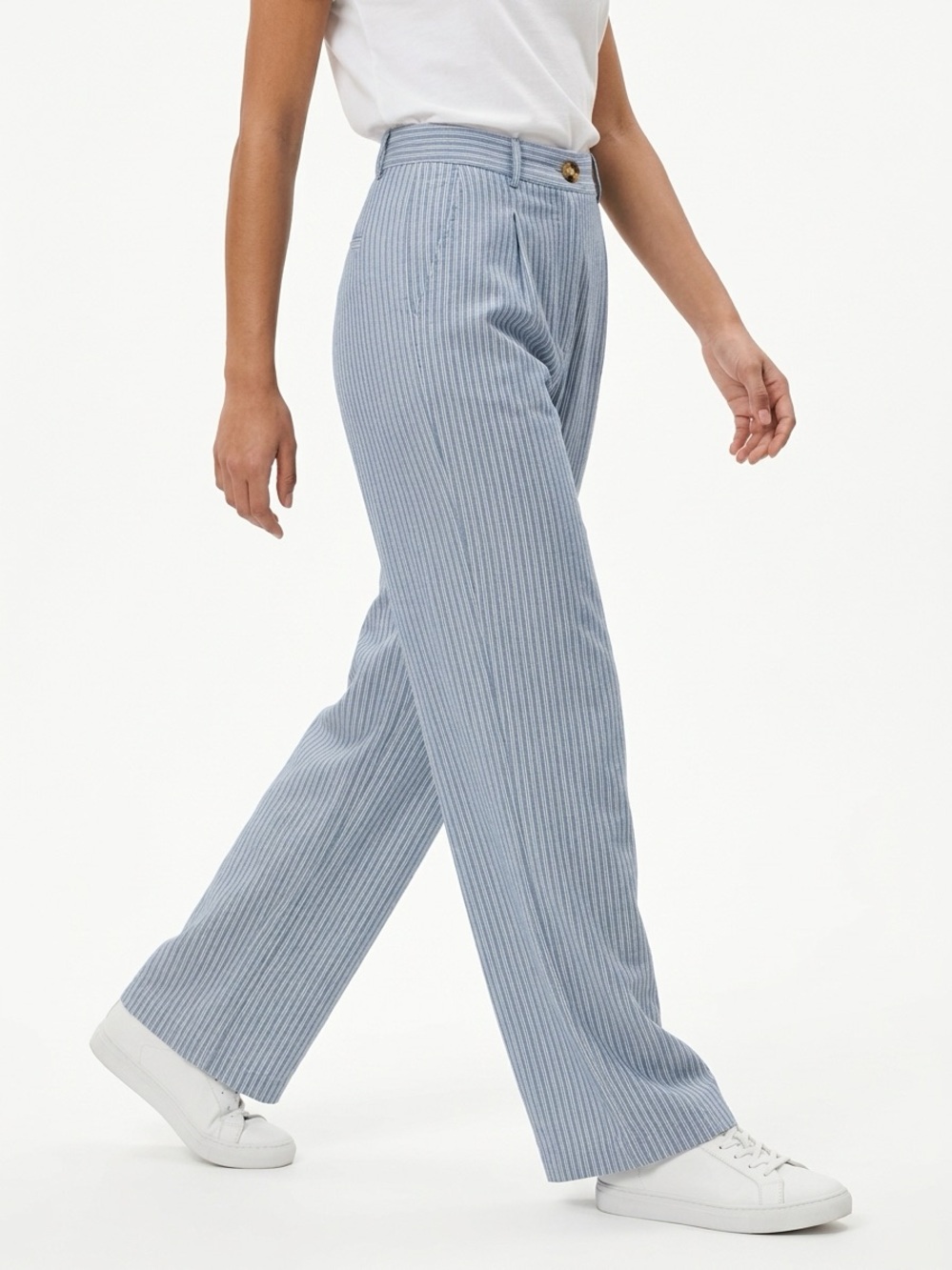 LULU’S | NEW Light Blue & White Striped Wide-Leg Pants Women’s Size X-Small